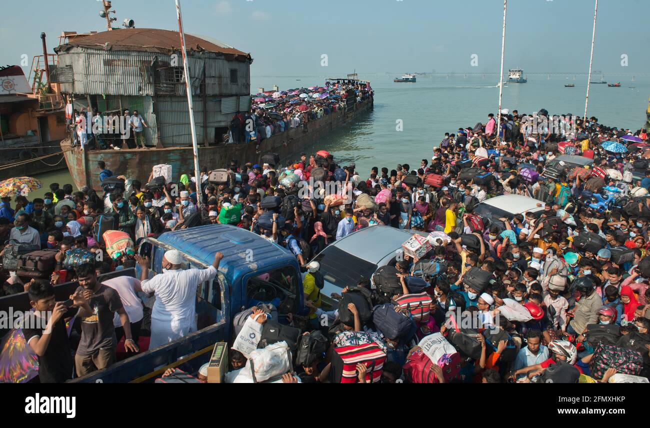 Overcrowded ferry Stock Photo