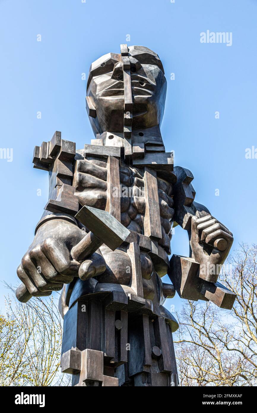 An exhibit at the Yorkshire Sculpture Park YSP at Wakefield, West Yorkshire, England UK - Vulcan a bronze sculpture by Eduardo Paolozzi 1999 Stock Photo
