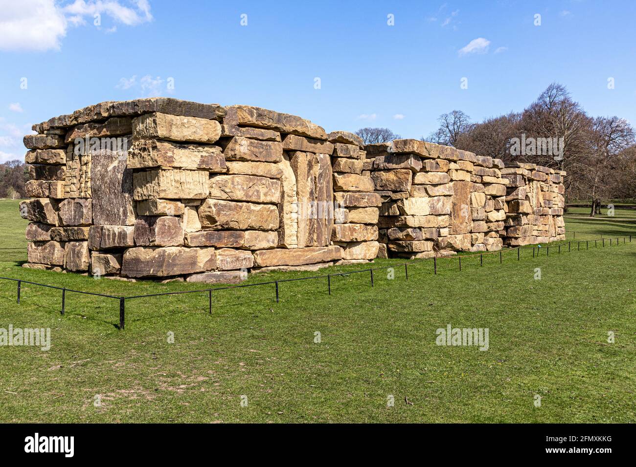 An exhibit at the Yorkshire Sculpture Park YSP at Wakefield, West Yorkshire, England UK - Wall Dale Cubed 2018 by Sean Scully Stock Photo