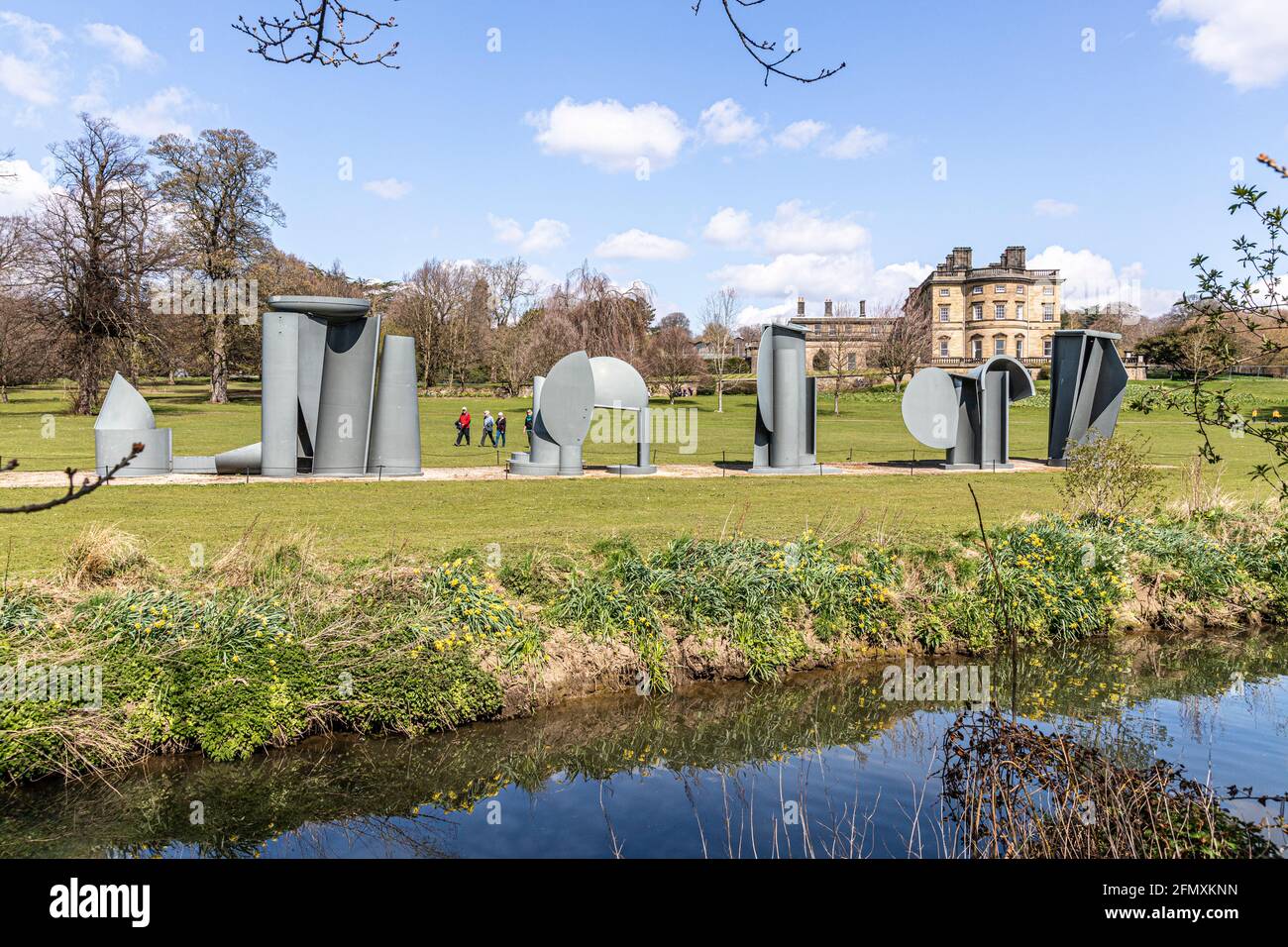 An exhibit at the Yorkshire Sculpture Park YSP at Bretton Hall, Wakefield, West Yorkshire, England UK - Promenade 1996 by Anthony Caro Stock Photo