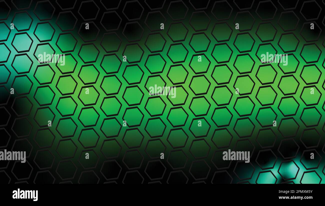 Black and green background and hexagon black lines Stock Vector Image ...