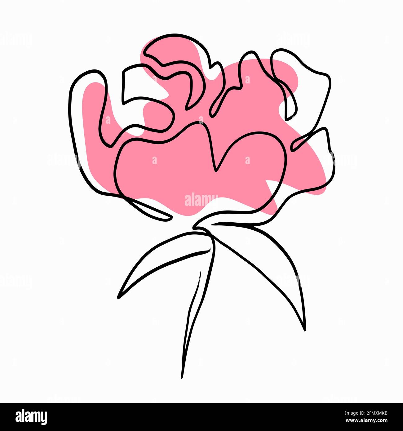Flower in line art style. Vector, simple lines. Single isolated garden flower. Stock Vector