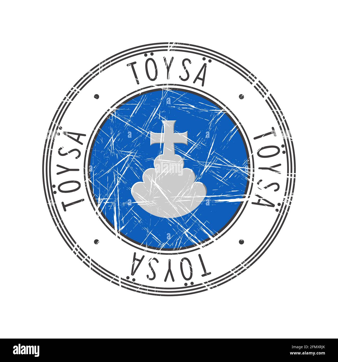 Toysa city, Finland. Grunge postal rubber stamp over white background Stock Vector