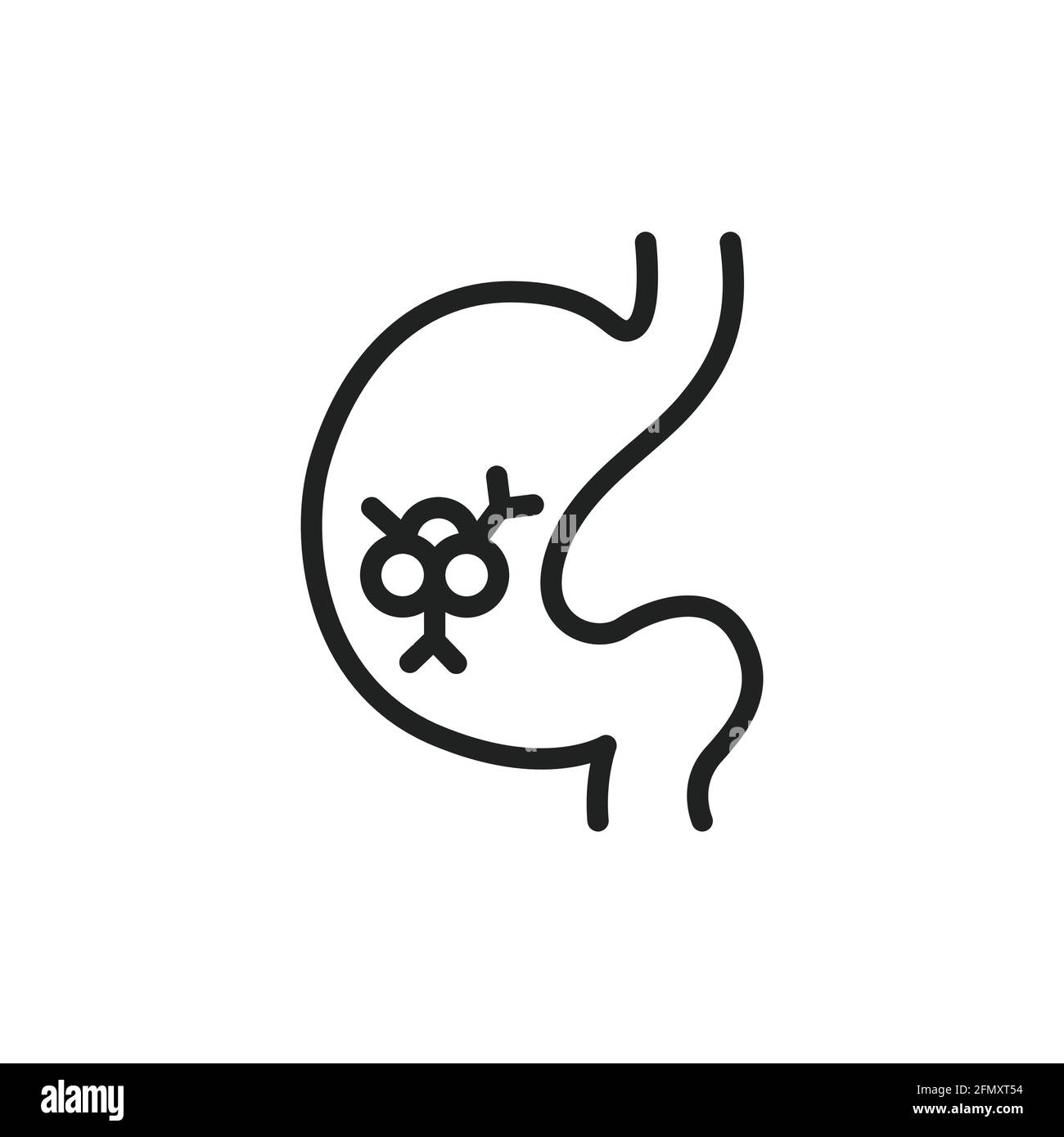 Stomach cancer line icon. Isolated vector element. Stock Vector