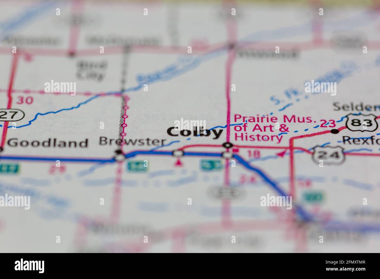 Colby Kansas USA shown on a Geography map or Road Map Stock Photo