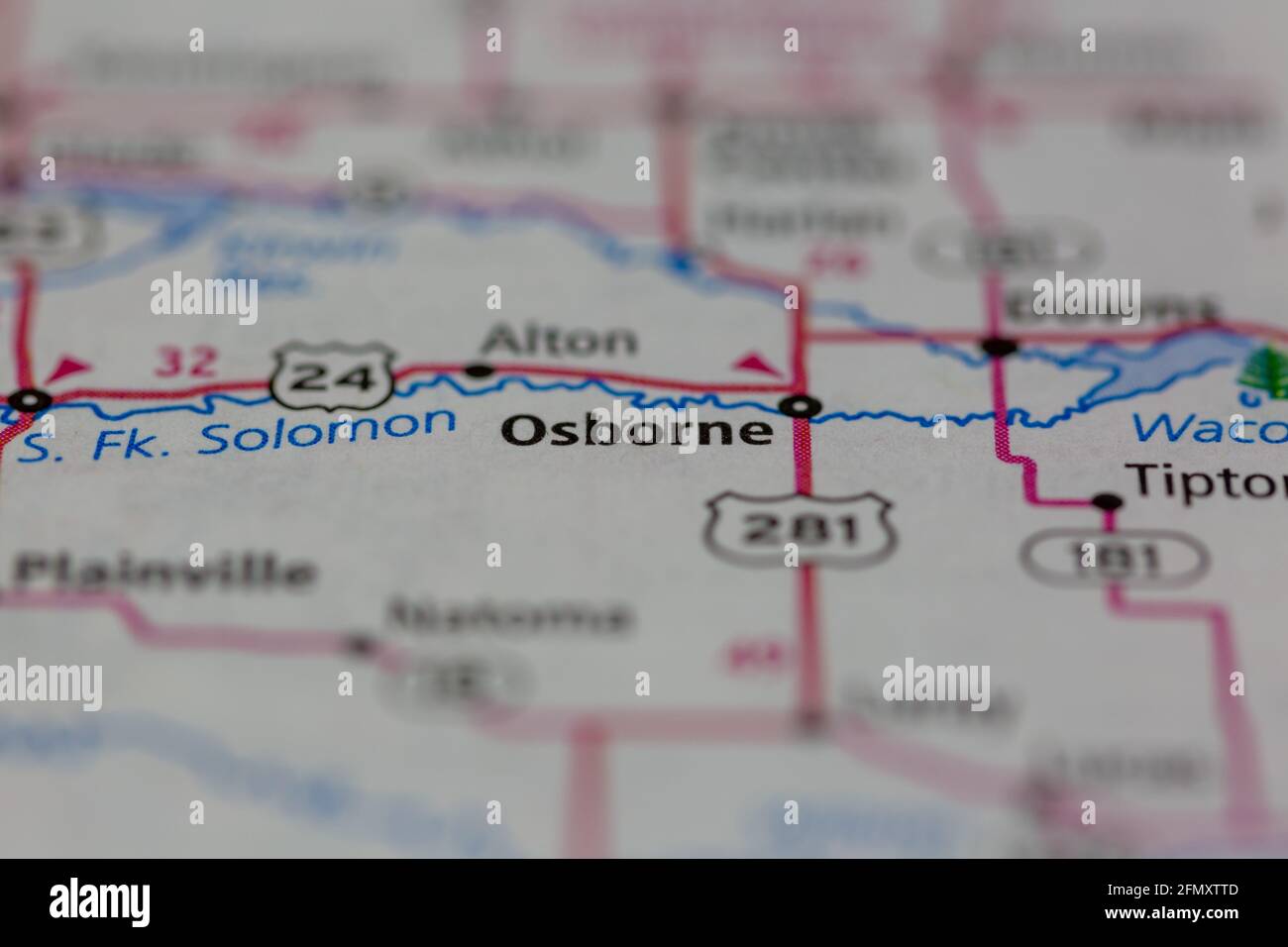 Osborne Kansas USA shown on a Geography map or Road Map Stock Photo Alamy