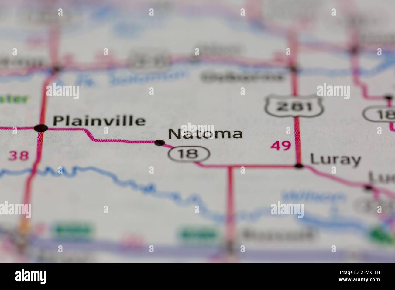 Natoma Kansas USA shown on a Geography map or Road Map Stock Photo Alamy