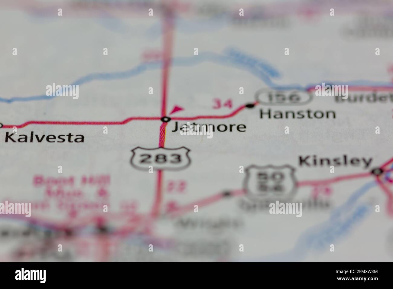 Jetmore Kansas USA shown on a Geography map or Road Map Stock Photo Alamy