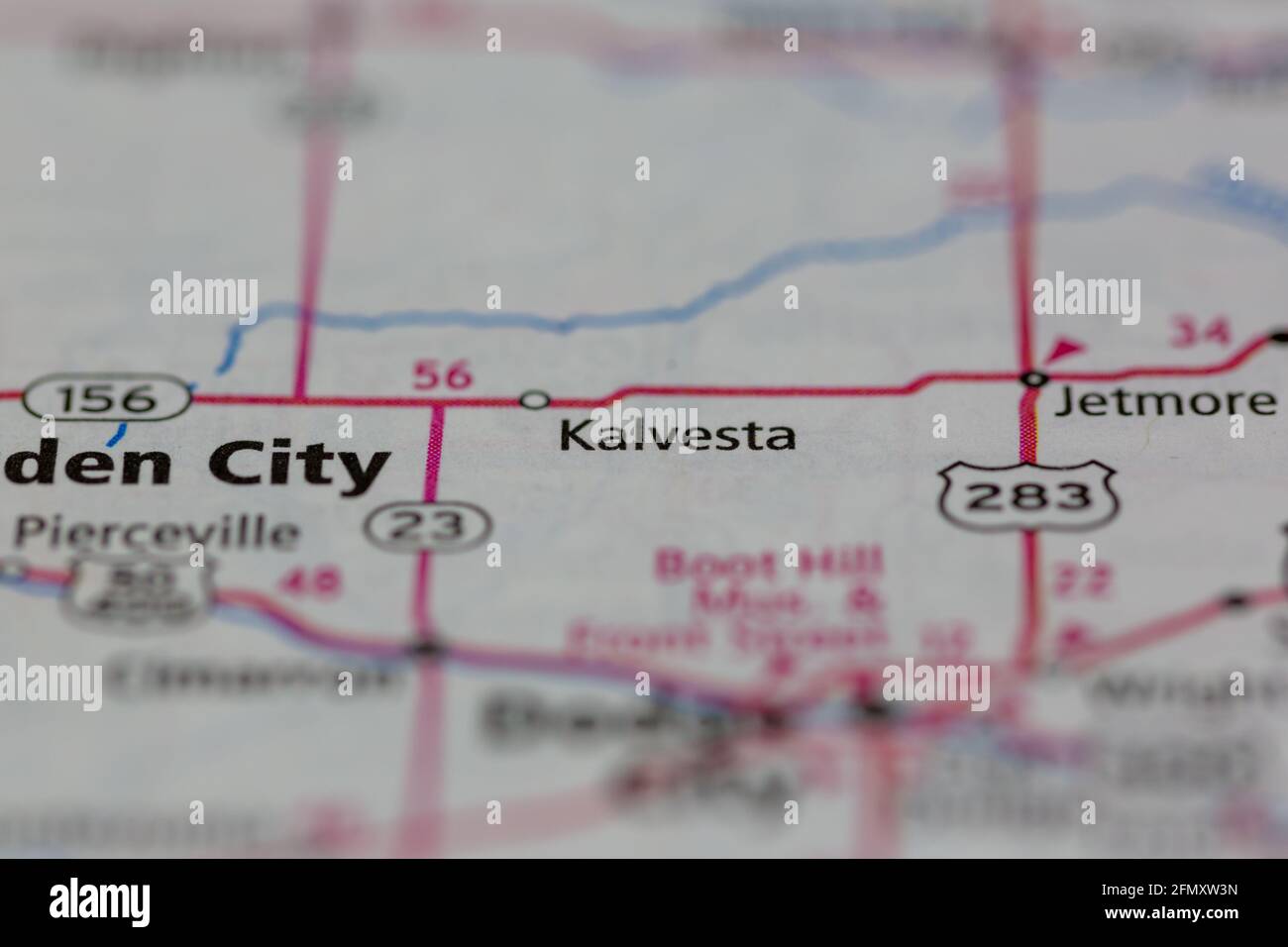 Kalvesta Kansas USA shown on a Geography map or Road Map Stock Photo