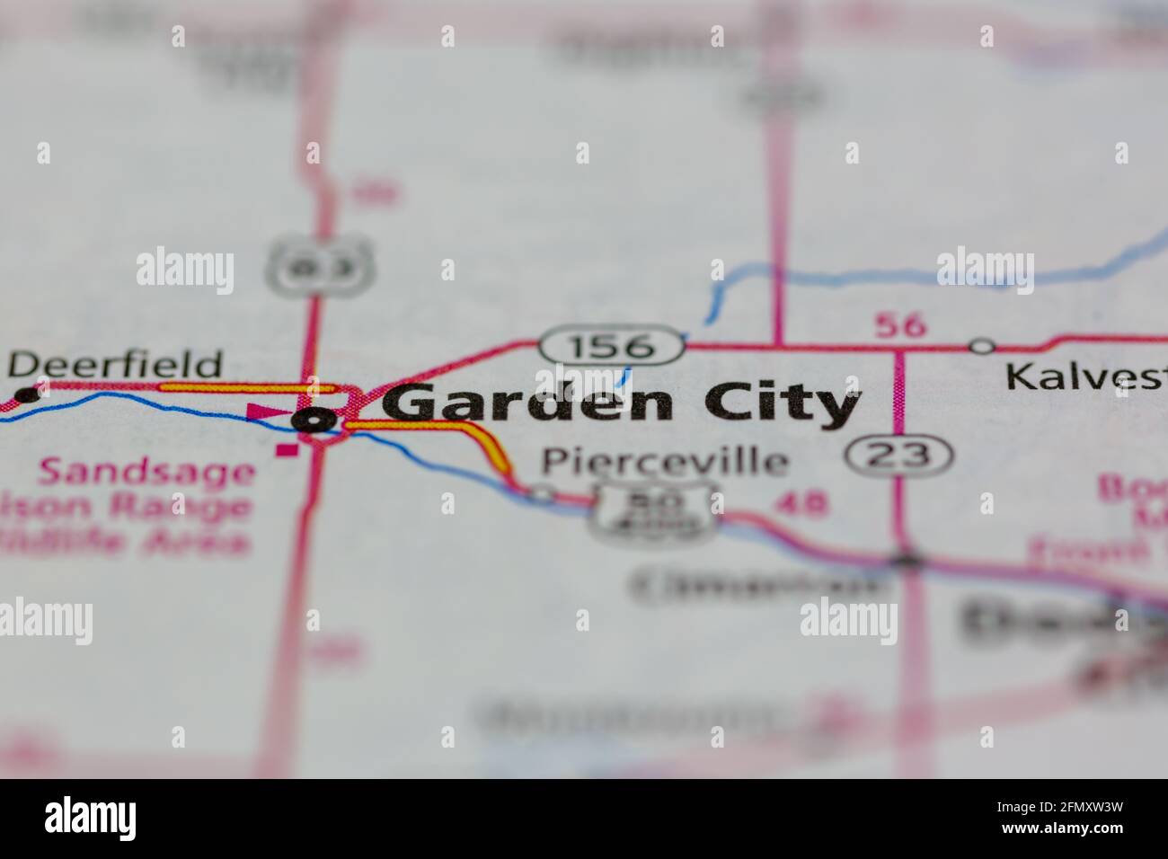 Garden City Kansas USA shown on a Geography map or Road Map Stock Photo