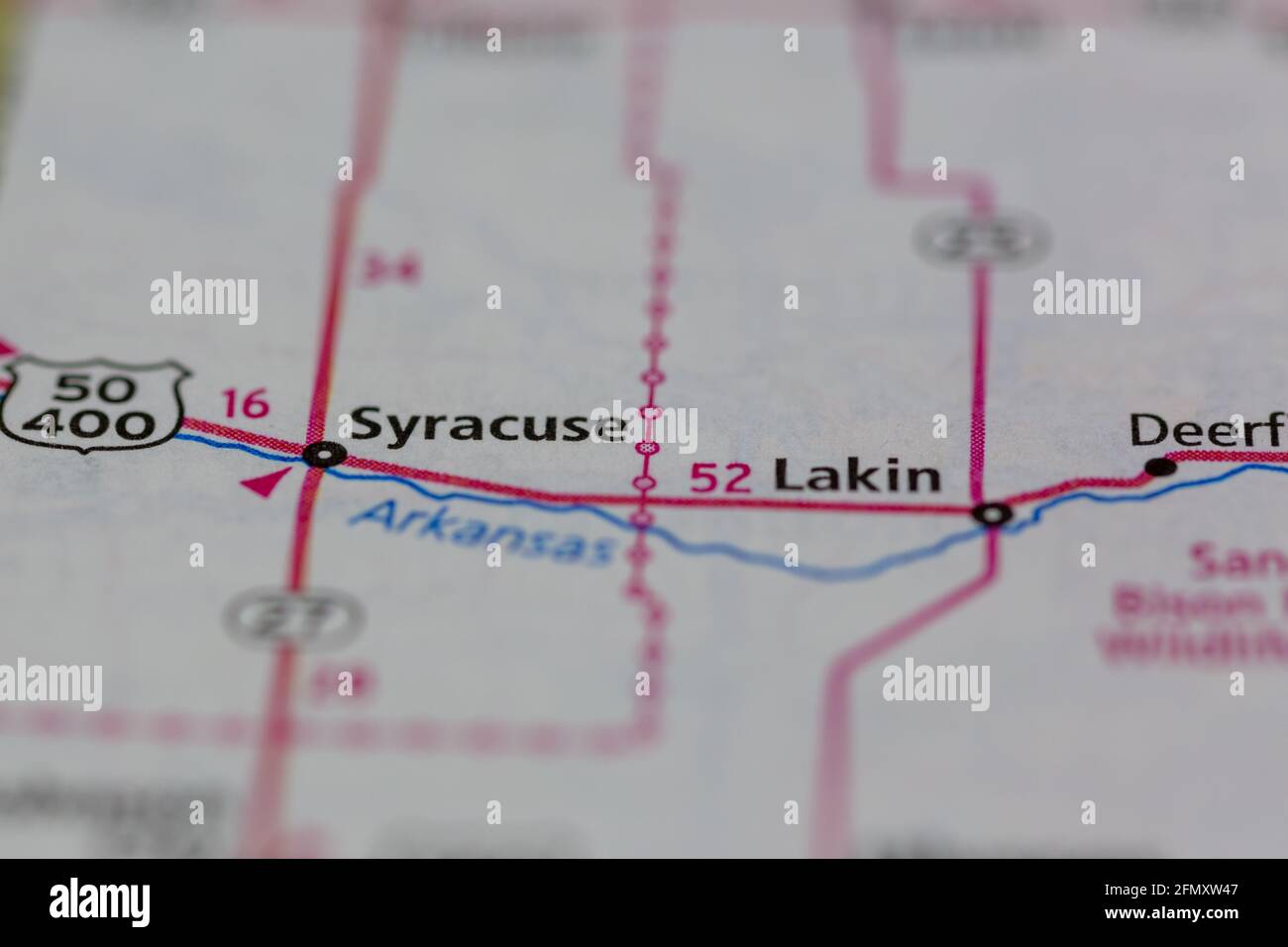 Syracuse Kansas USA shown on a Geography map or Road Map Stock Photo