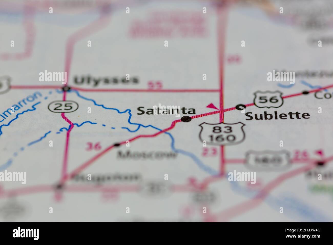 Satanta Kansas USA shown on a Geography map or Road Map Stock Photo Alamy