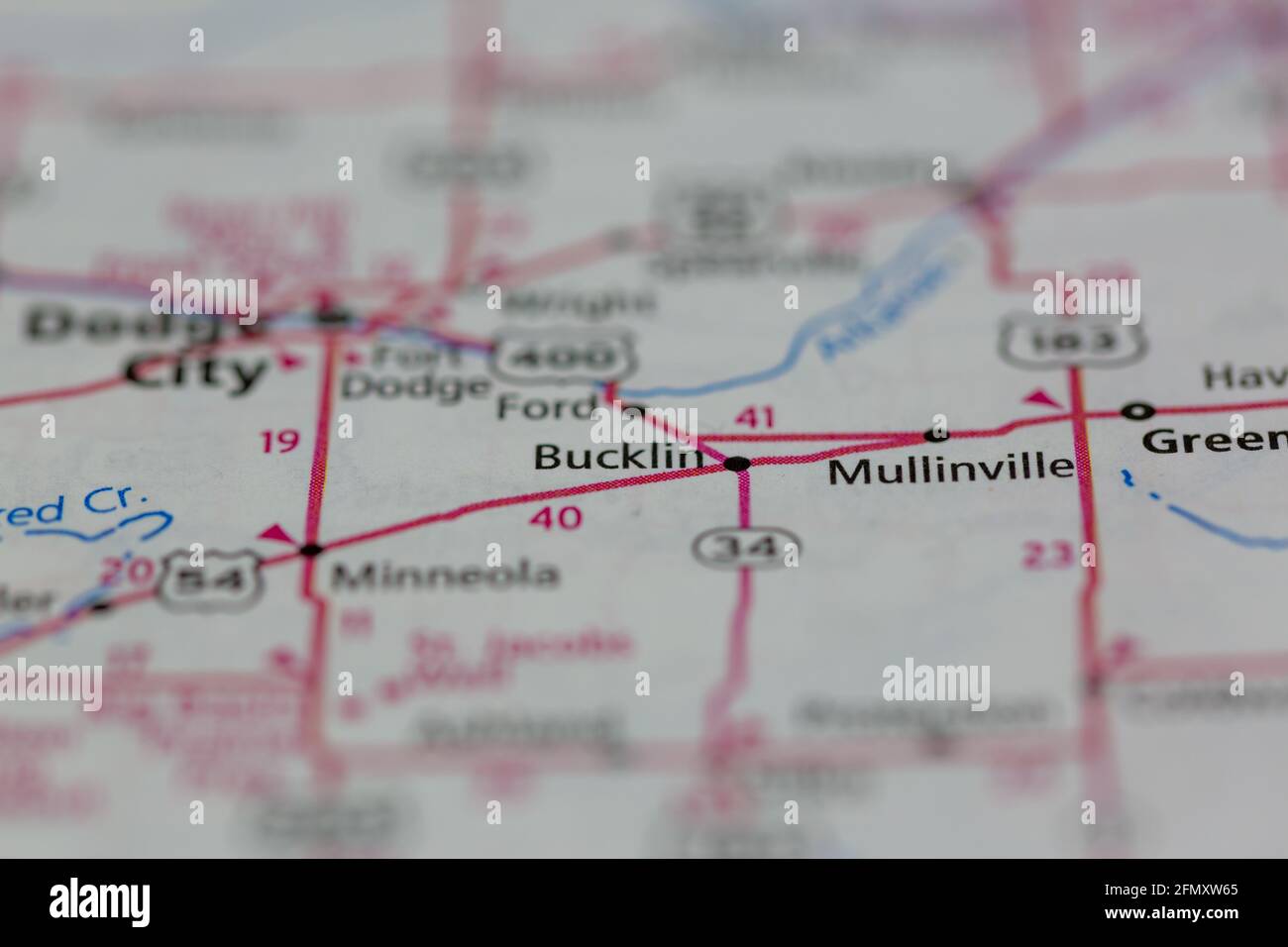 Bucklin Kansas USA shown on a Geography map or Road Map Stock Photo Alamy