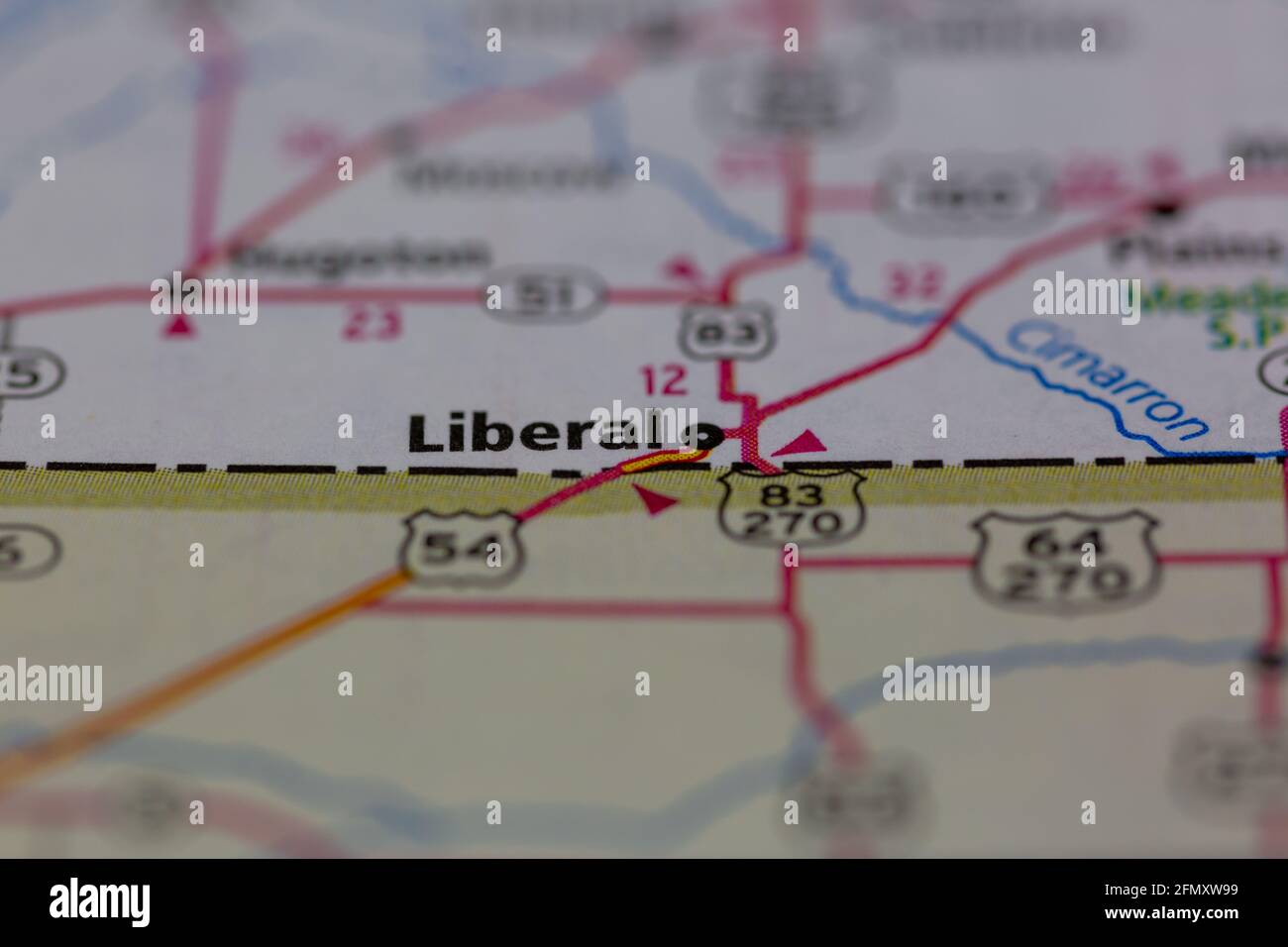 Liberal Kansas USA shown on a Geography map or Road Map Stock Photo Alamy