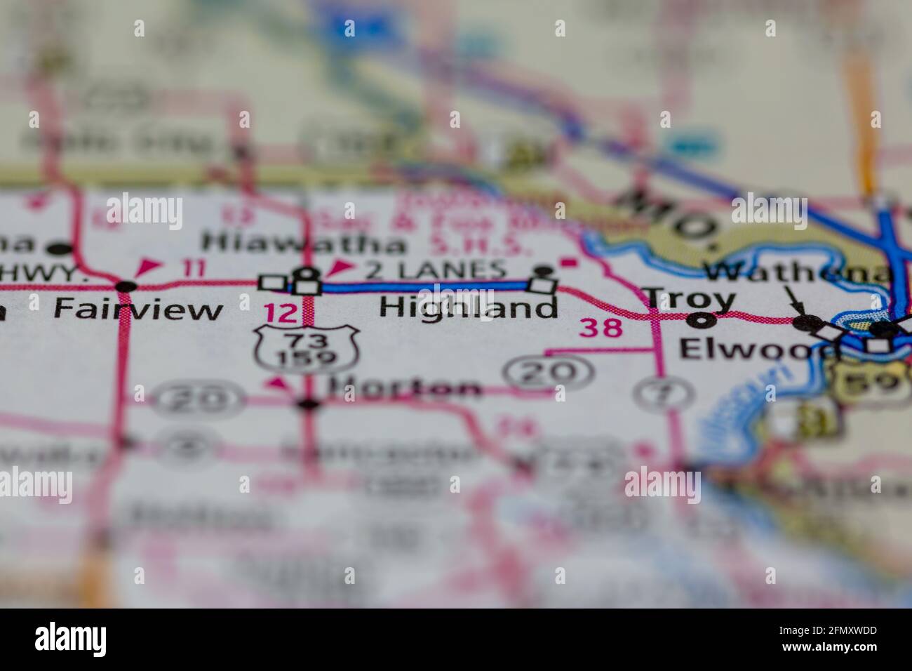 Highland kansas on a map hires stock photography and images Alamy