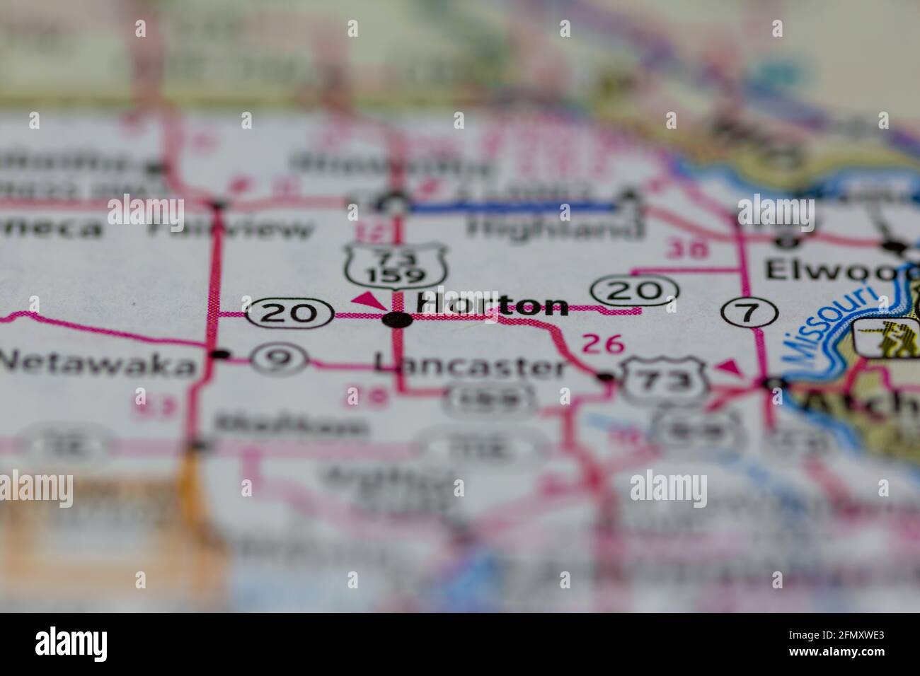 Horton Kansas USA shown on a Geography map or Road Map Stock Photo Alamy