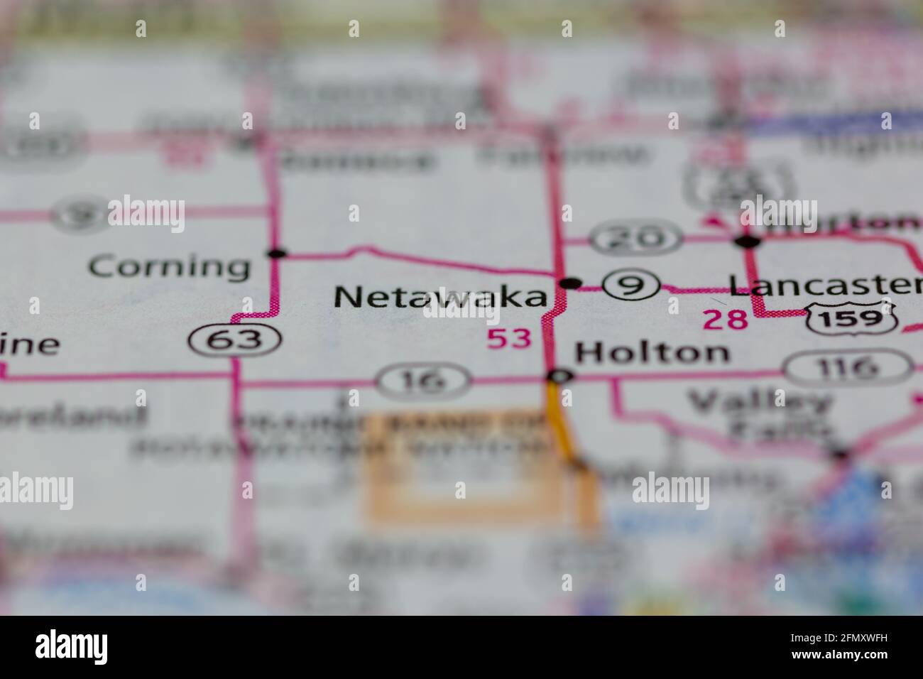 Netawaka Kansas USA shown on a Geography map or Road Map Stock Photo