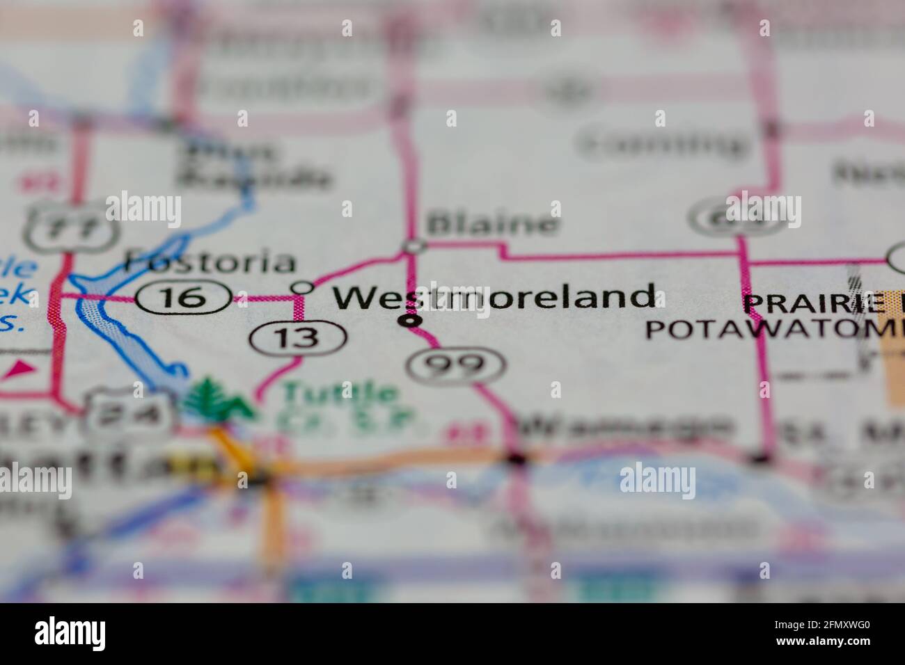 Westmoreland Kansas USA shown on a Geography map or Road Map Stock ...