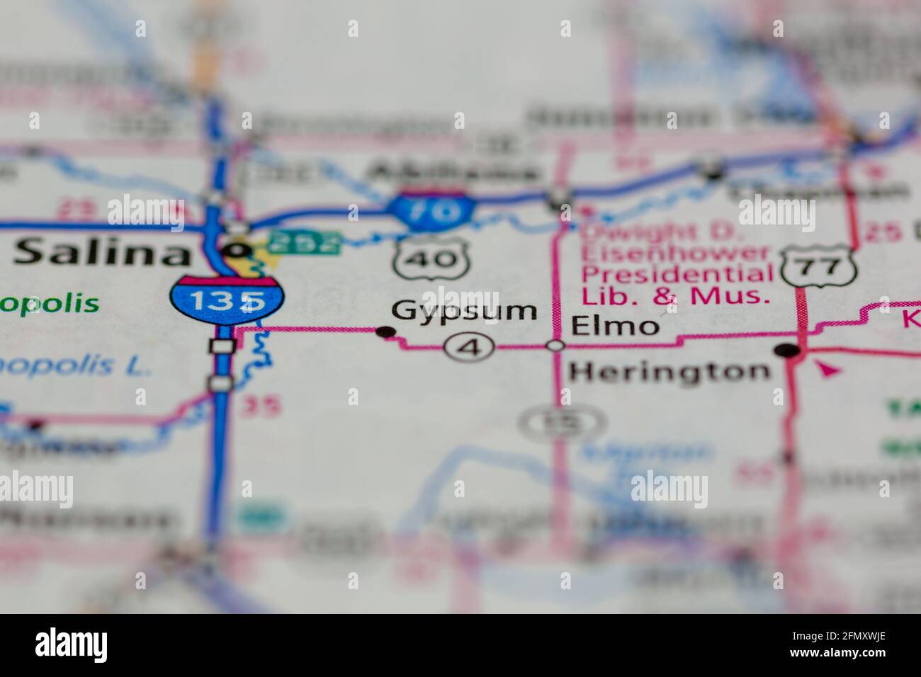 Gypsum Kansas USA shown on a Geography map or Road Map Stock Photo Alamy
