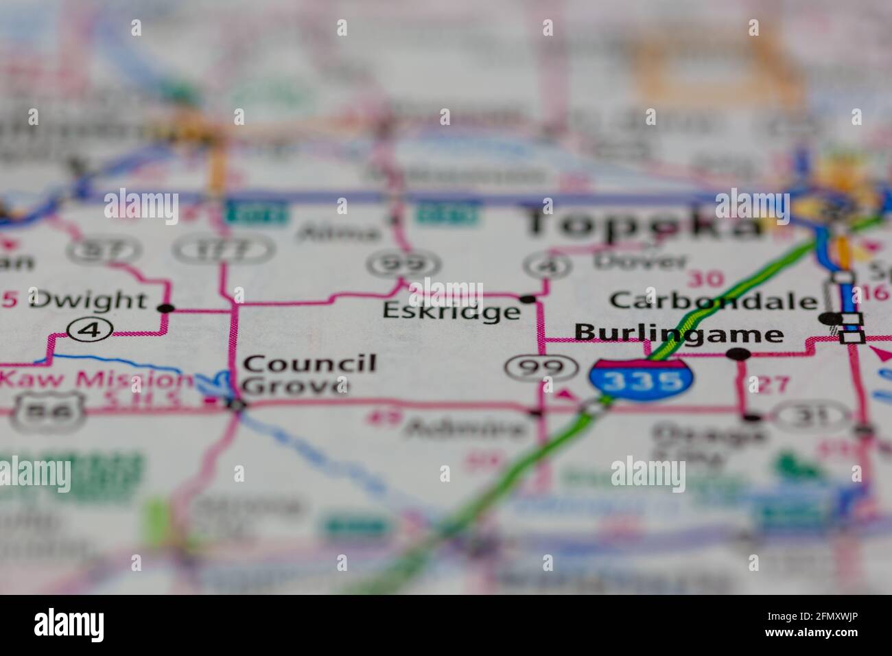 Eskridge Kansas USA shown on a Geography map or Road Map Stock Photo