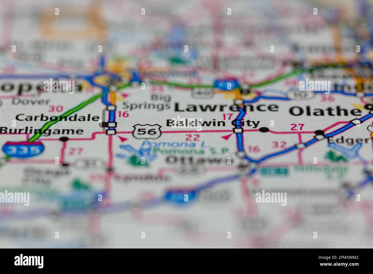 Baldwin Kansas USA shown on a Geography map or Road Map Stock Photo Alamy