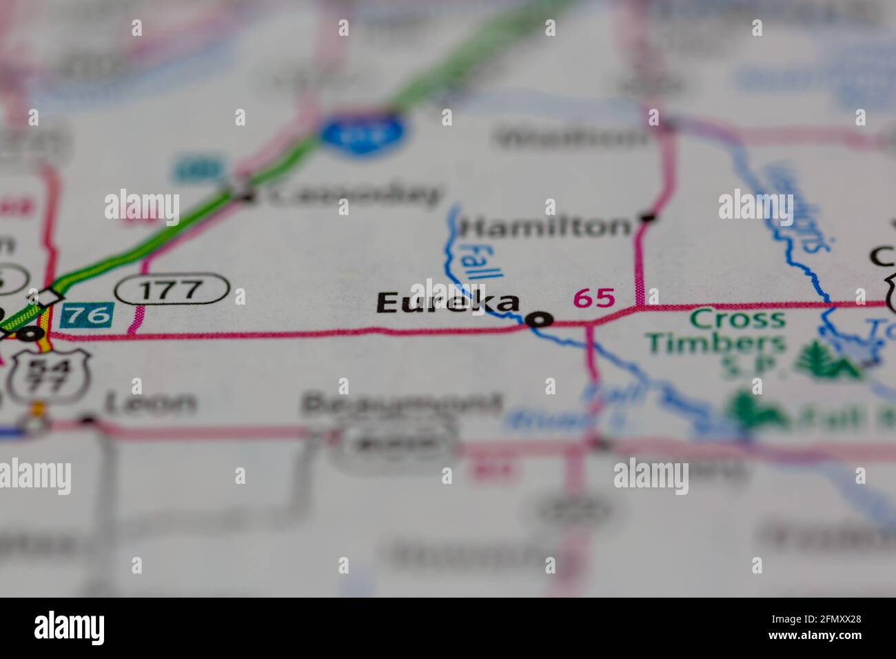 Eureka Kansas USA shown on a Geography map or Road Map Stock Photo Alamy