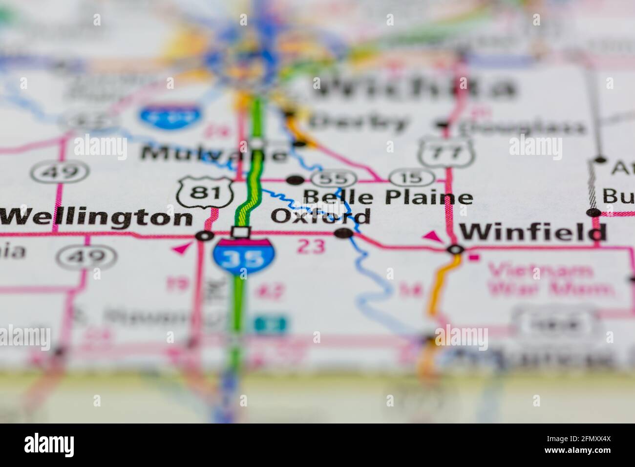 Oxford Kansas USA shown on a Geography map or Road Map Stock Photo Alamy