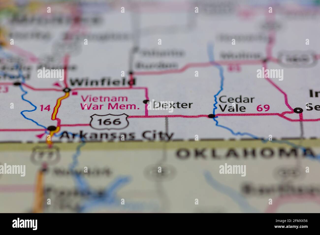 Dexter Kansas USA shown on a Geography map or Road Map Stock Photo Alamy
