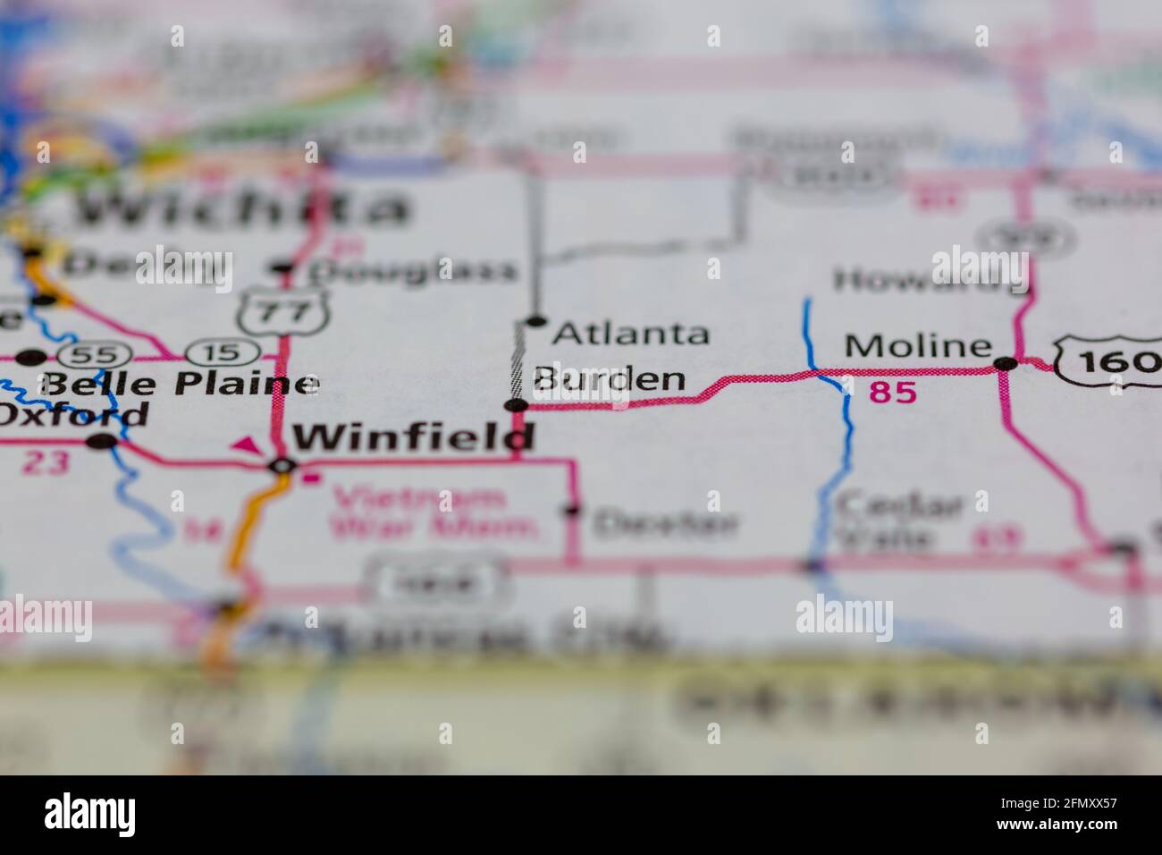 Burden Kansas USA shown on a Geography map or Road Map Stock Photo Alamy