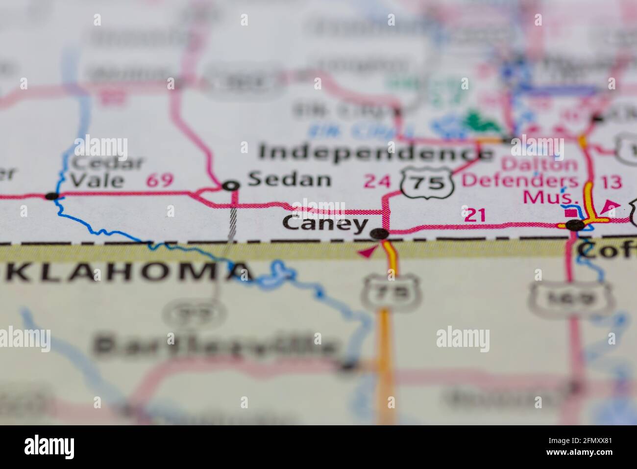 Caney Kansas USA shown on a Geography map or Road Map Stock Photo Alamy