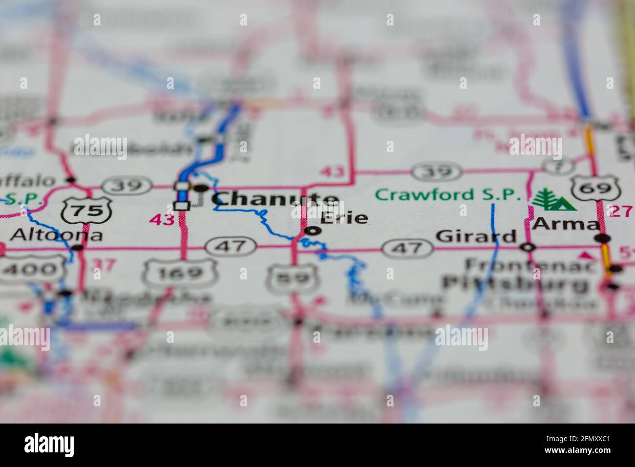 Erie kansas on a map hires stock photography and images Alamy