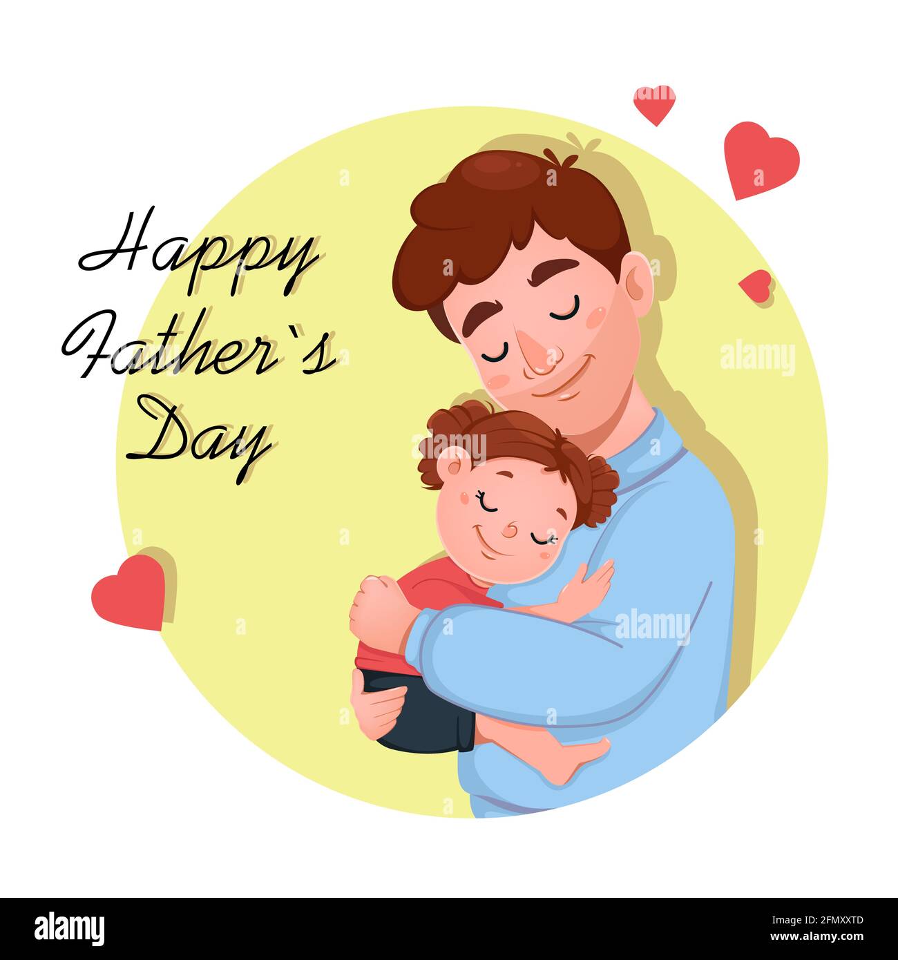 Father's day greeting card. Daughter hugs her father. Cute cartoon  characters. Vector illustration Stock Vector Image & Art - Alamy