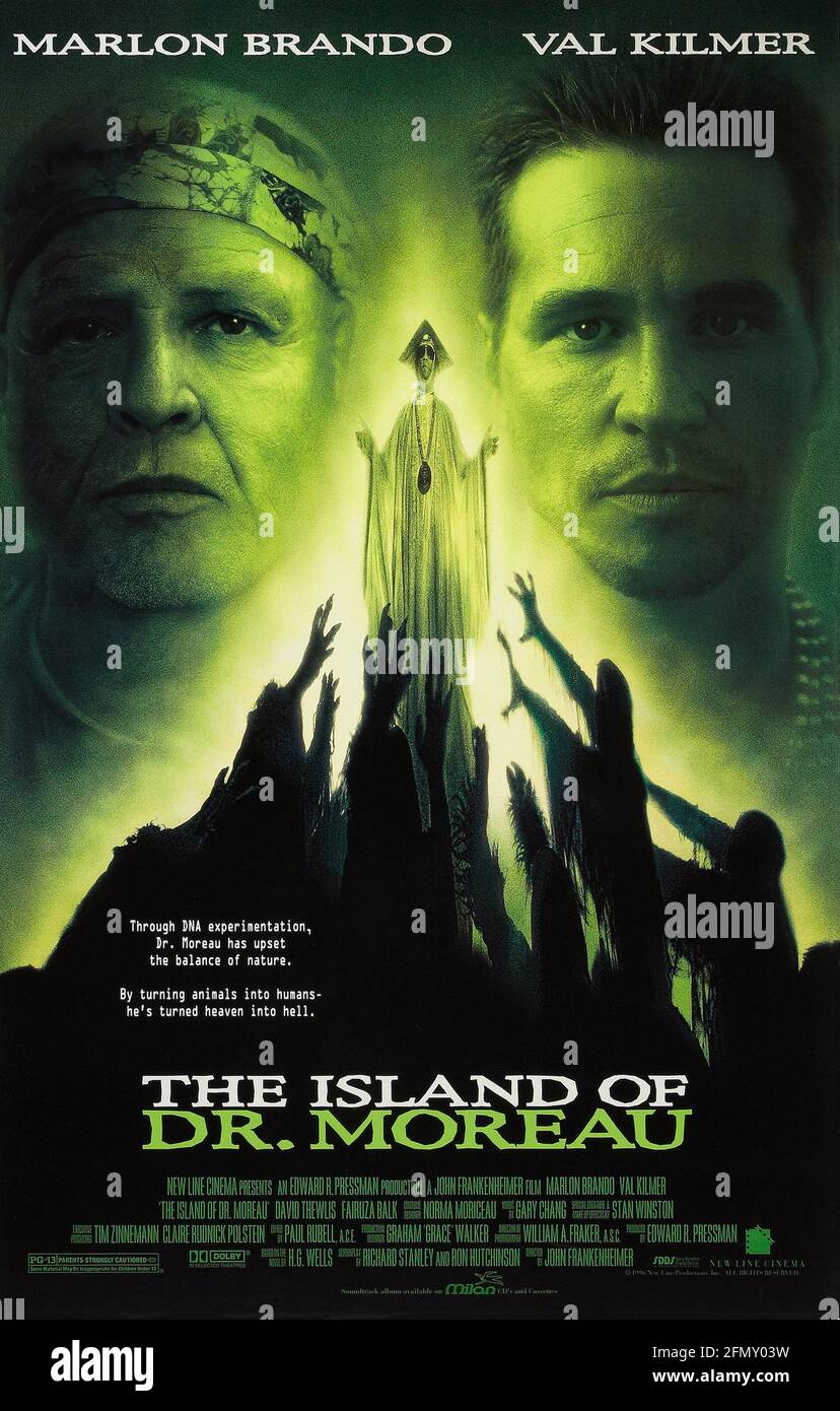 The Island of Dr. Moreau Year : 1996 USA Director : John Frankenheimer   Marlon Brando, Val Kilmer American poster Stock Photo