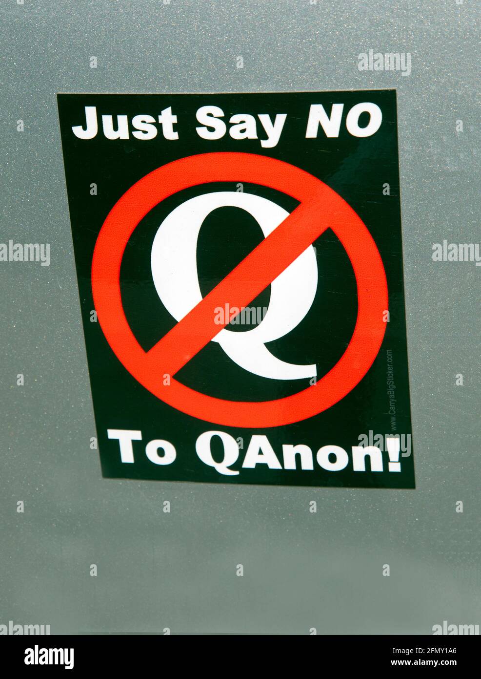Anti QAnon car sticker Stock Photo