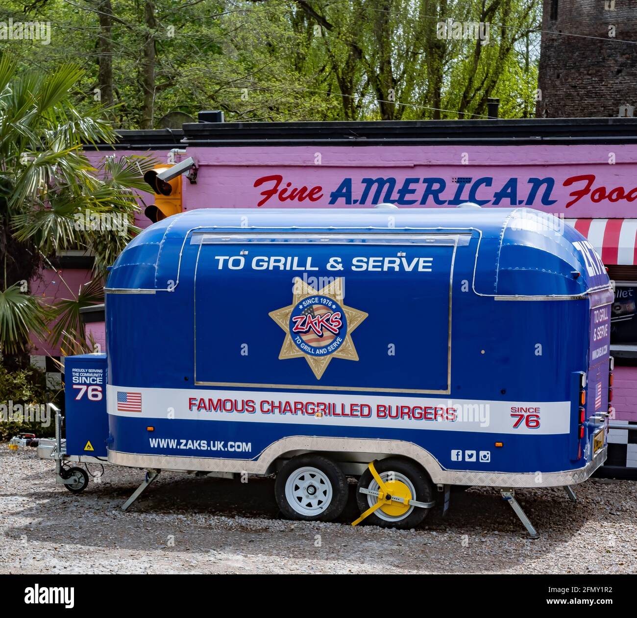 Norwich, Norfolk, UK May 11 2021. Zaks’ traditional mobile burger van
