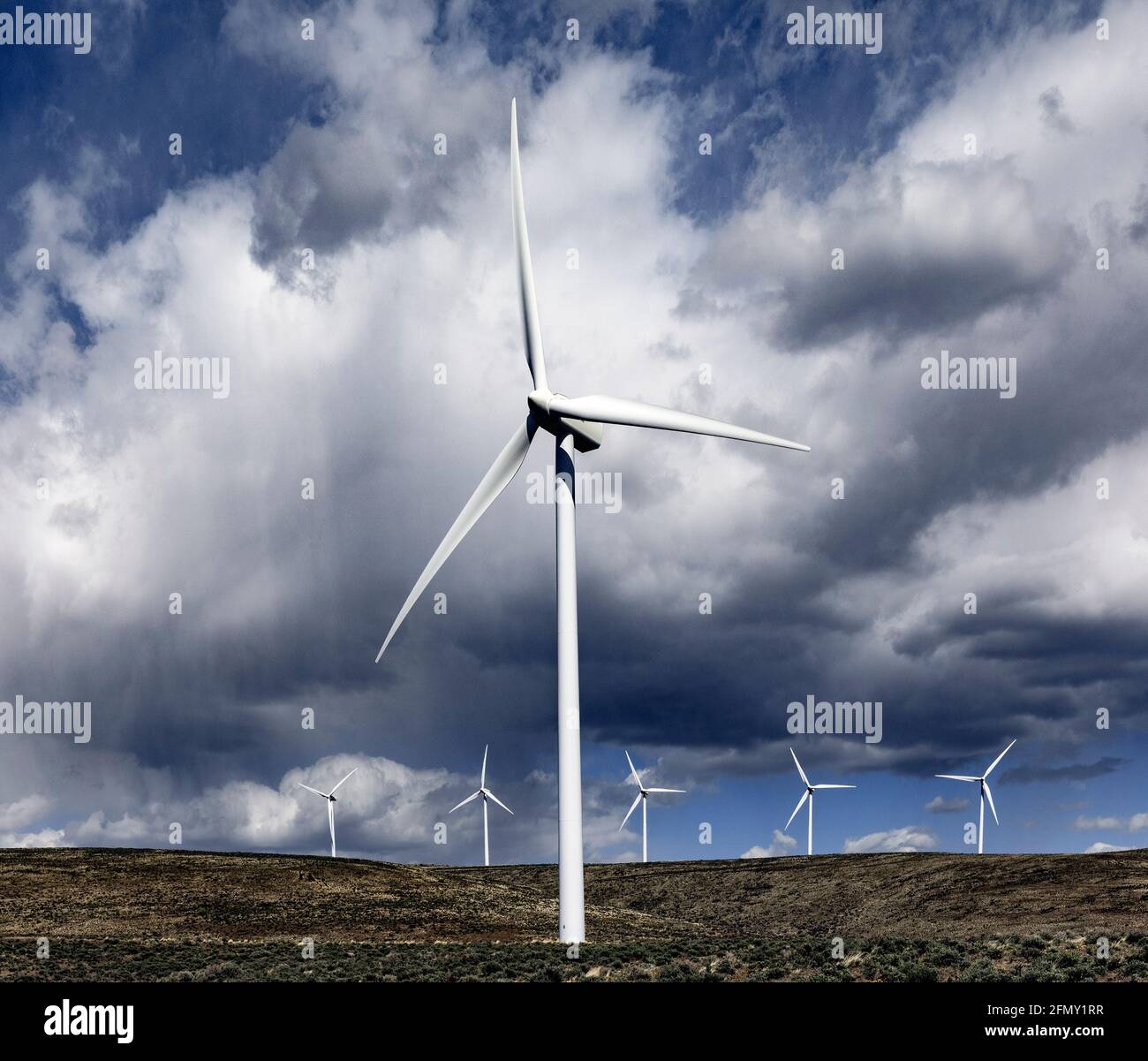 WA20212-00....WASHINGTON - Wild Horse renewable energy wind farm opperated by Puget Sound Energy near Ellensburg. Stock Photo