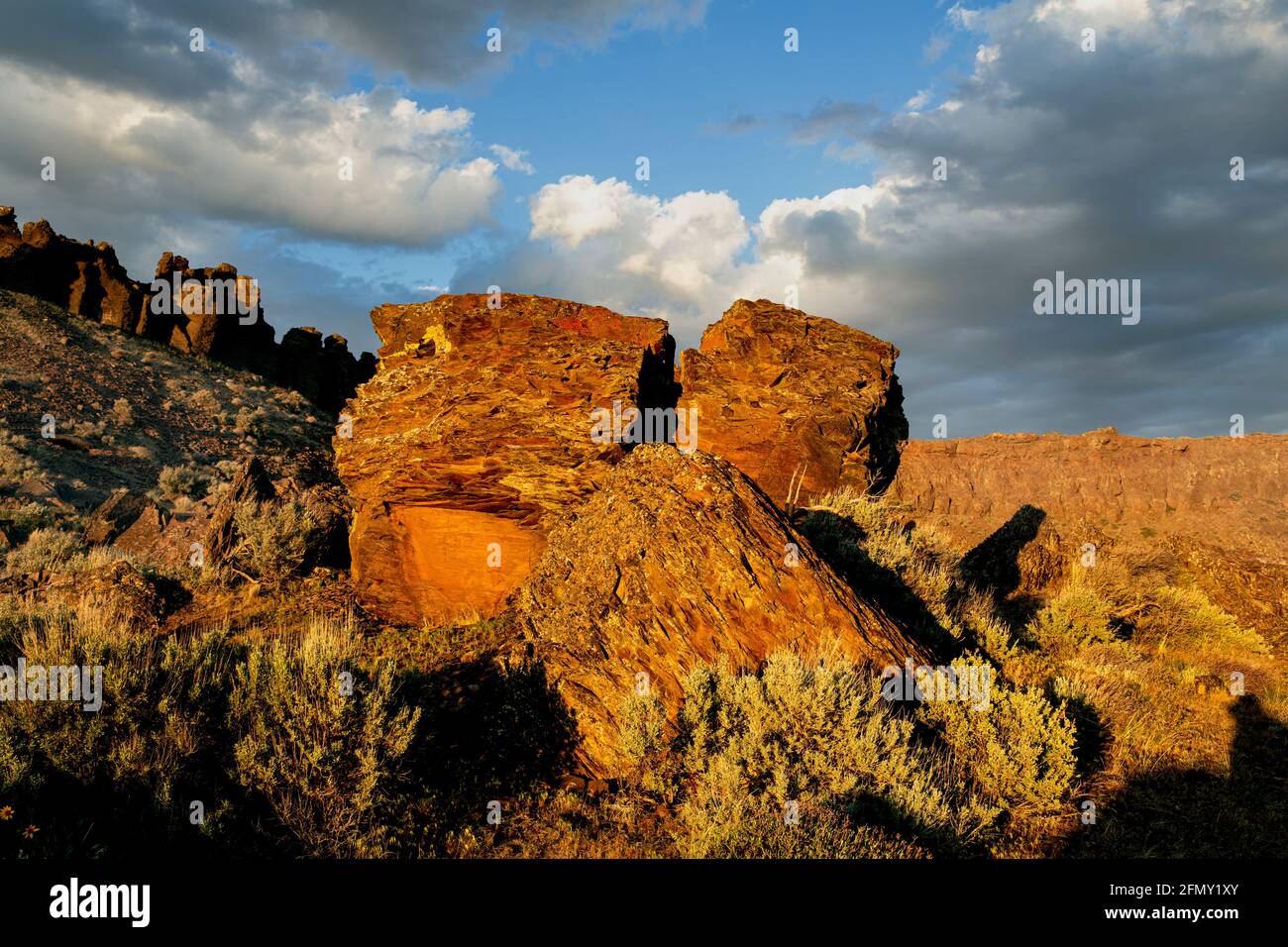 WA20217.-00....WASHINGTON - Rock formations in Frenchman Coulee near Vantage. Stock Photo