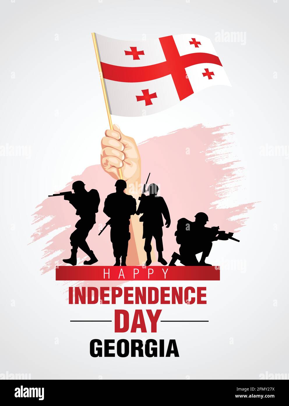 happy independence day Georgia. Georgian soldier with gun vector illustration design Stock Vector
