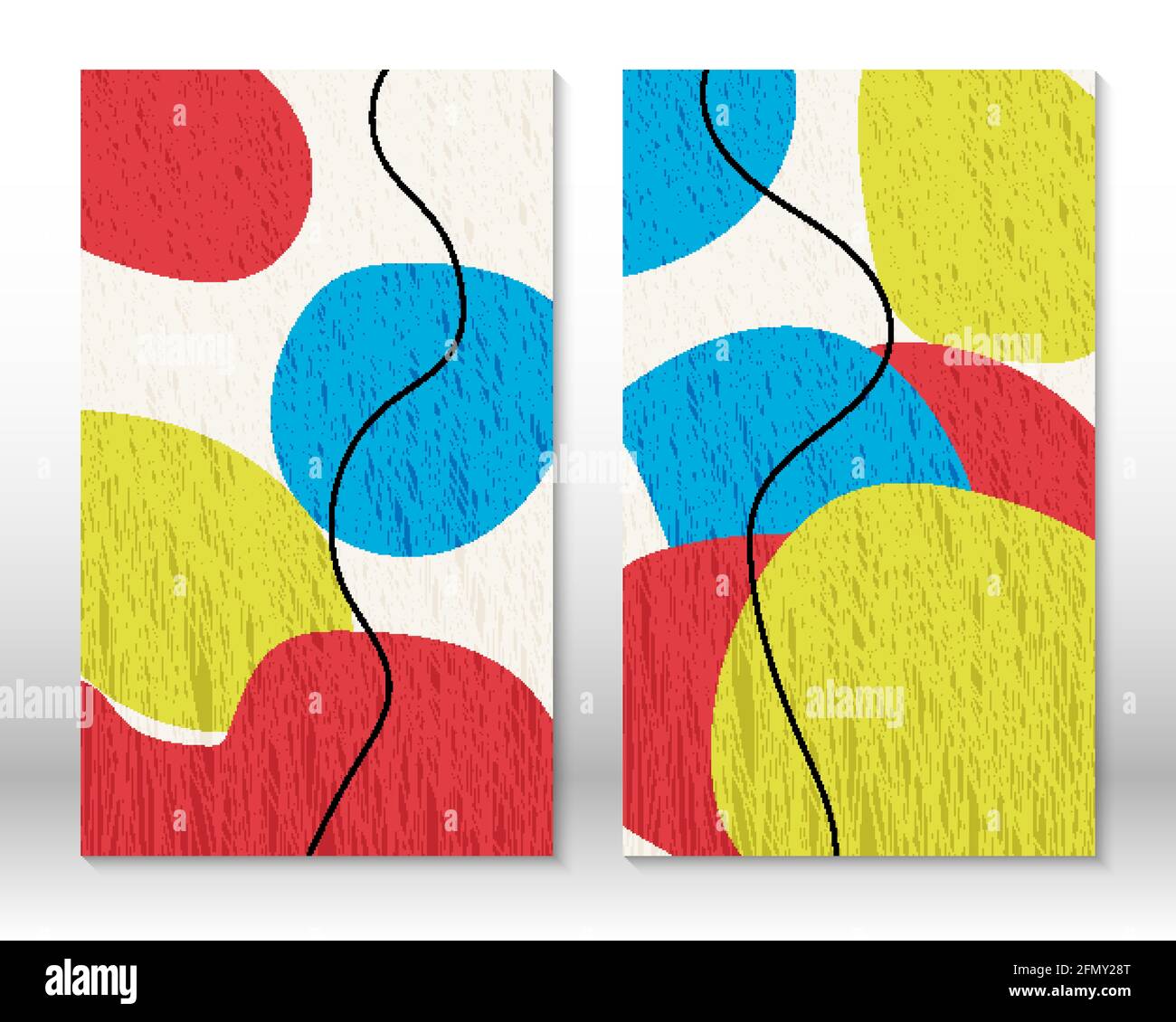 Modern abstract painting. Set of fluid textured geometric shapes. Hand ...