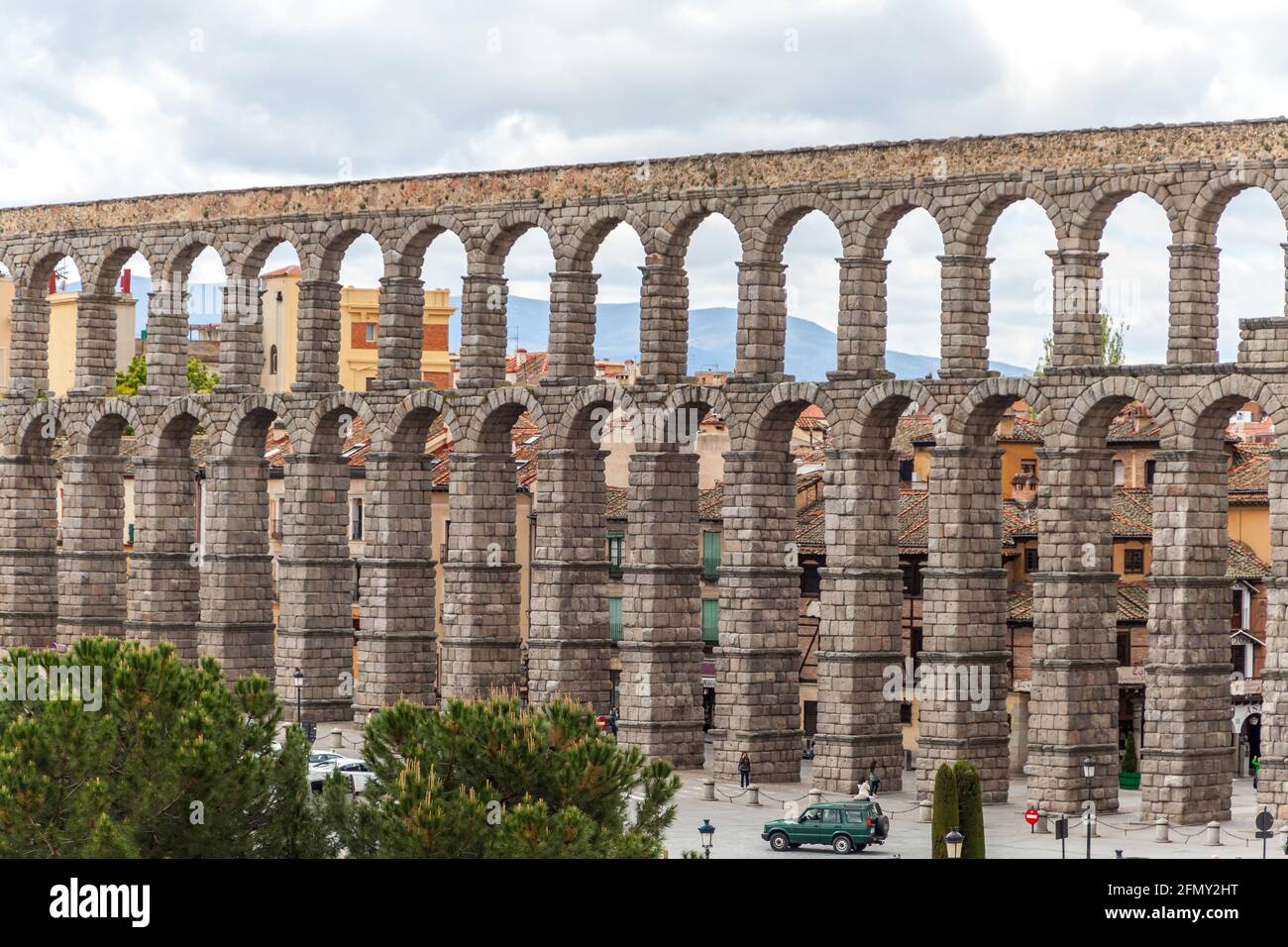 Aqueduct of Segovia, a Roman aqueduct in Segovia, Spain. UNESCO World Heritage Site Stock Photo