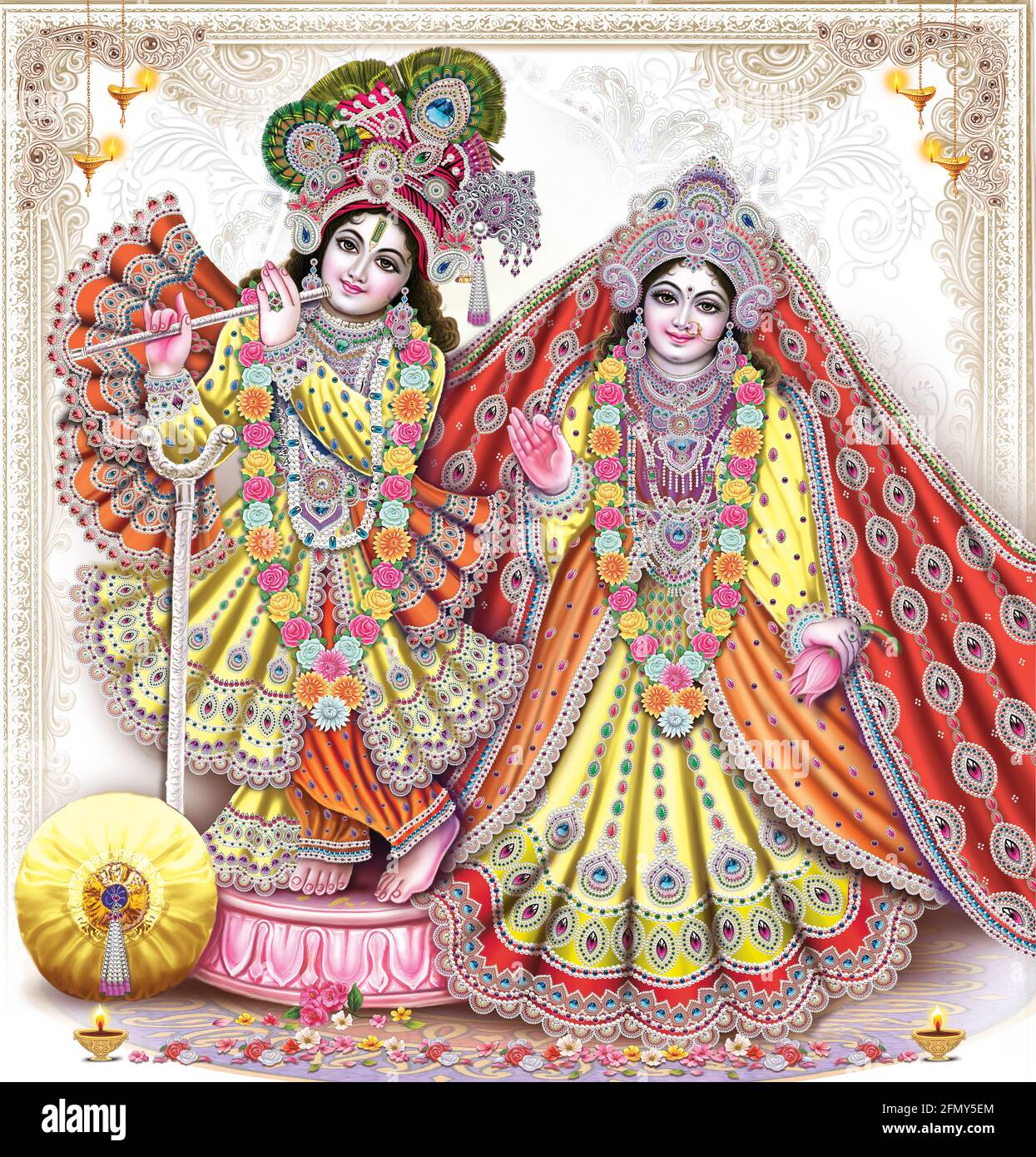 High-Resolution Indian God Radha Krishna Illustrations, Digital ...