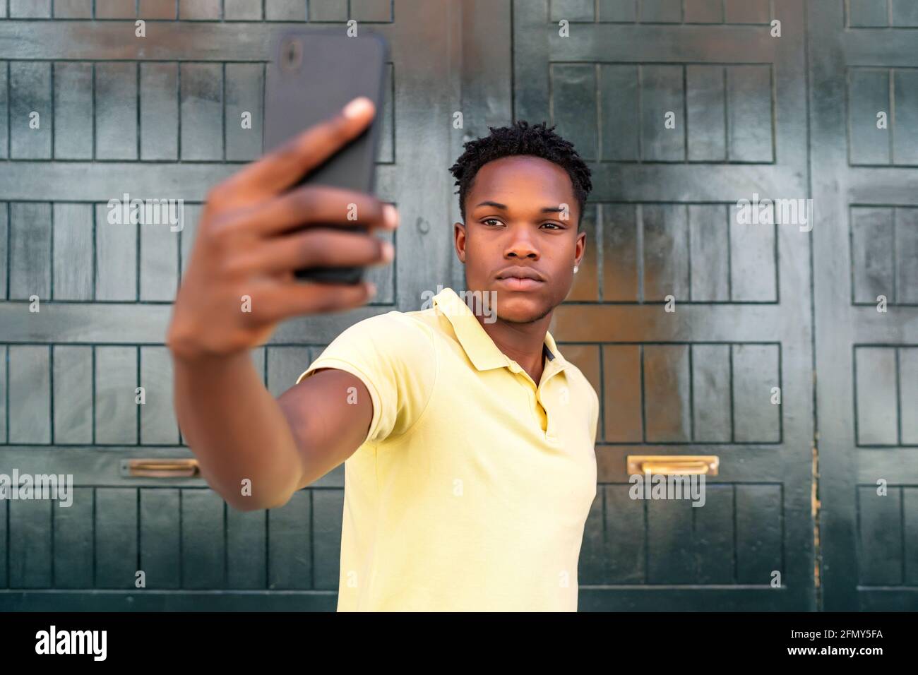 young african man making a selfie Stock Photo