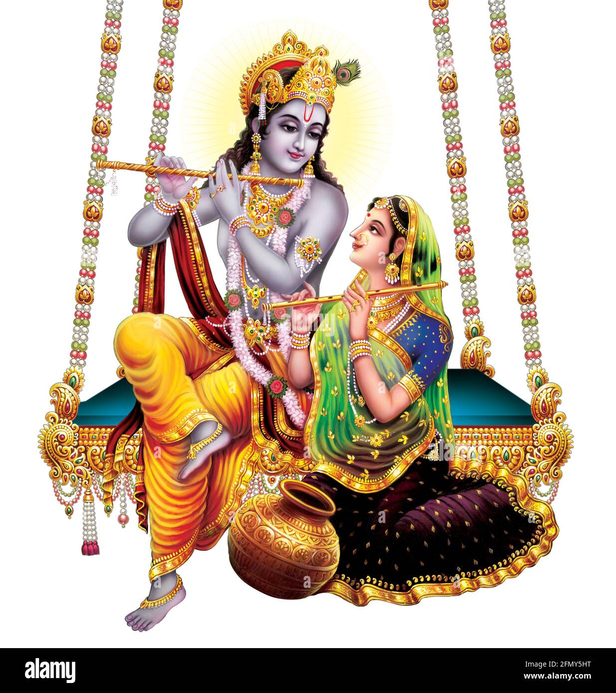 Indian God Radhakrishna, Lord Krishna, Indian Mythological Images Stock Photo
