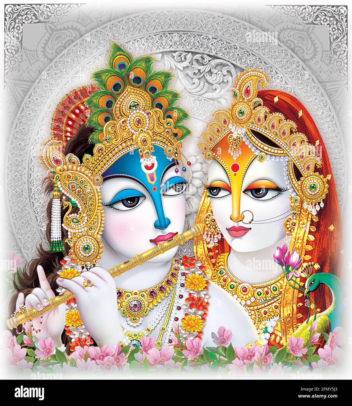 High-Resolution Indian God Radha Krishna Illustrations, Digital Paintings Stock Photo