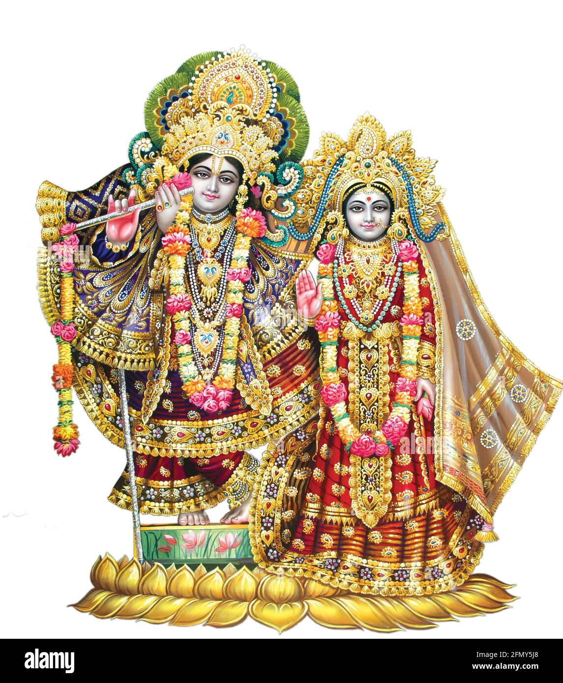 Indian God Radhakrishna, Lord Krishna, Indian Mythological Images Stock Photo