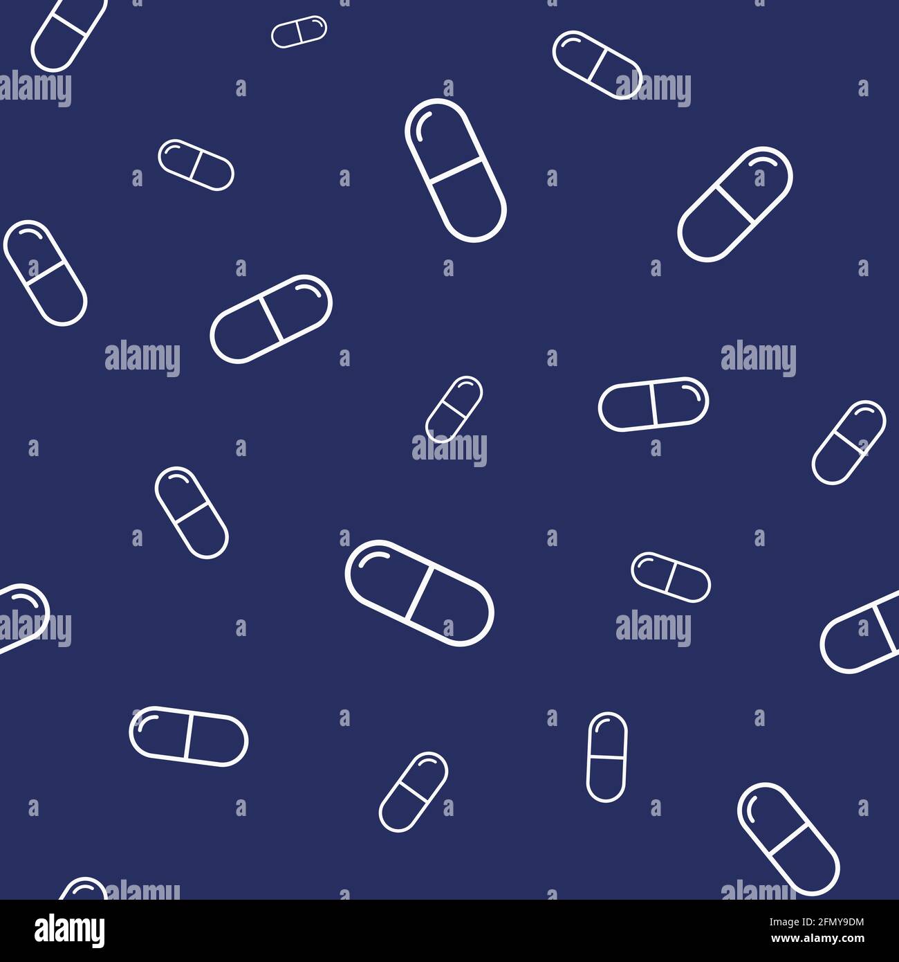 Vector seamless pattern with white pills, tablets, capsules, isolated ...