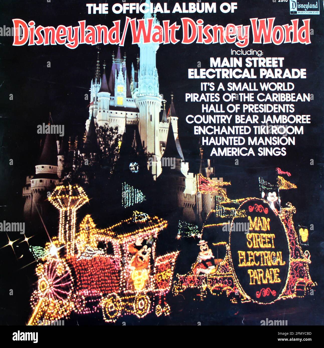 The Official Album Of Disneyland/Walt Disney World on vinyl record LP disc cover album. Including Main Street electrical Parade and It's a small world Stock Photo