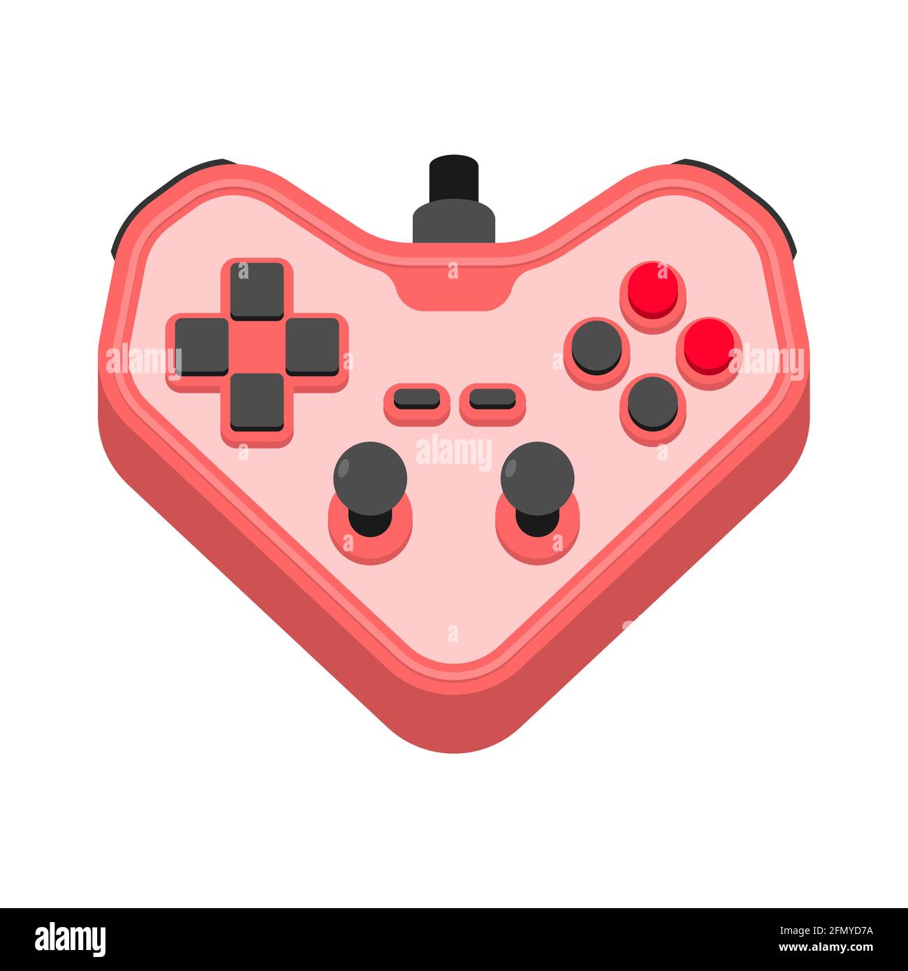 Joystick in heart share. Concepts: Love video games. Gamer symbol gamepad couple. I love to play video game Stock Vector