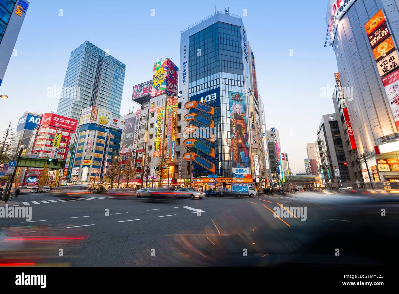 Tokyo, Japan - January 8, 2016:  Street view of Akihabara district in Tokyo, Japan. Akihabara district is a shopping area for video games, anime, mang Stock Photo