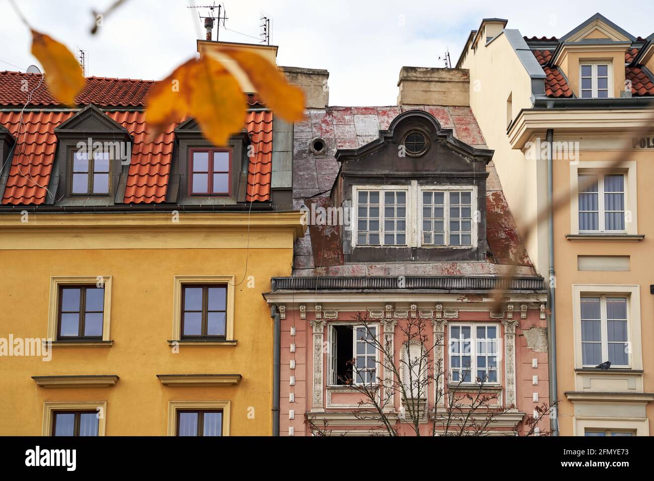 Beautiful old houses in Warsaw, Poland. Architecture details Stock Photo Alamy
